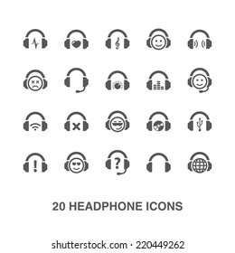 Headphone icons set.