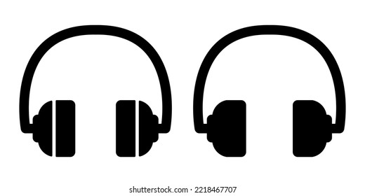 Headphone icons. Set of black icons. Vector clipart isolated on white background.