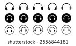 Headphone icons set. Headphones icon collection. Set of music headphones icons. Headphone sign and symbol