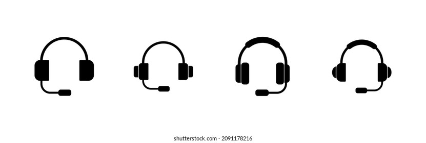 Headphone icons set. Headset sign and symbol