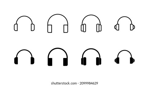 Headphone icons set. Headset sign and symbol