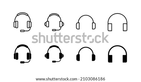 Headphone icons set. Headset sign and symbol