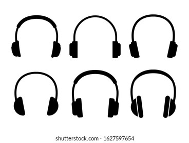 Headphone icons set on white background. Vector illustration.