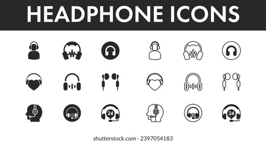 Iconos de auriculares conjunto de diseño vectorial