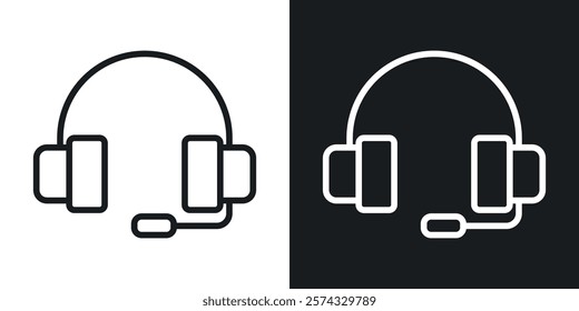 Headphone icons in thin black and white stroke liner style