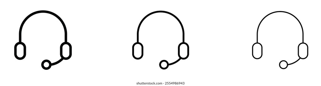 Headphone icons in tree different stroke sizes