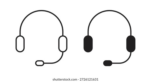 Iconos de auriculares Vector con trazo editable y versiones planas