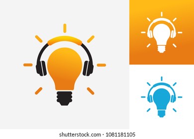 Headphone Idea Logo Template Design Vector, Emblem, Design Concept, Creative Symbol, Icon