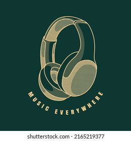 Headphone illustration vector design print