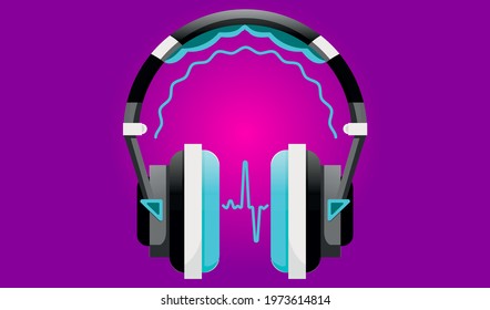 headphone image with sound wave
