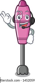 With headphone immersion blender in the cartoon shape