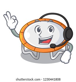 With headphone isolate on trampoline transparent shape mascot