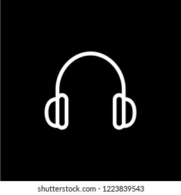 Headphone Isolated Flat Mobile Icon, Vector, Sign, Symbol, Button, Element, Silhouette, EPS 10, Premium