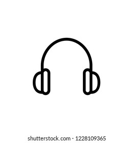 Headphone Isolated Flat Mobile Icon, Vector, Sign, Symbol, Button, Element, Silhouette, EPS 10, Premium