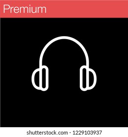 Headphone Isolated Flat Mobile Icon, Vector, Sign, Symbol, Button, Element, Silhouette, EPS 10, Premium