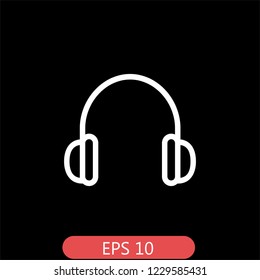 Headphone Isolated Flat Mobile Icon, Vector, Sign, Symbol, Button, Element, Silhouette, EPS 10, Premium