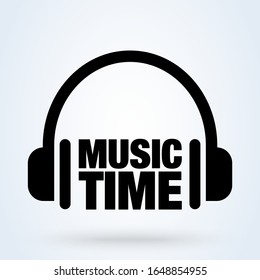 Icono móvil plano aislado de auriculares, vector, signo, símbolo, botón, elemento, silueta, EPS 10, Premium