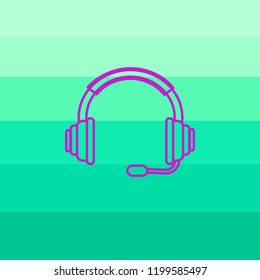 Icono de teléfono móvil web plano aislado por auriculares.