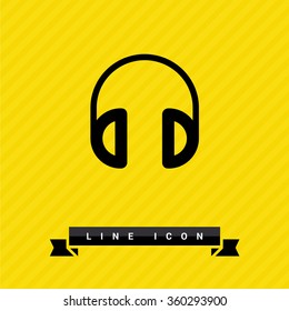 Headphone isolated minimal single flat linear icon for application and info-graphic. Gadget line vector icon for websites and mobile minimalistic flat design. 