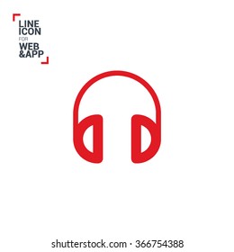 Headphone isolated minimal single flat linear icon for application and info-graphic. Gadget line vector icon for websites and mobile minimalistic flat design.