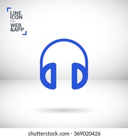 Headphone isolated minimal single flat linear icon for application and info-graphic. Gadget line vector icon for websites and mobile minimalistic flat design.