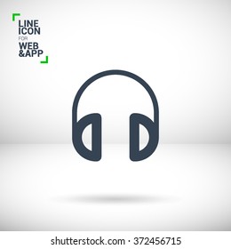 Headphone isolated minimal single flat linear icon for application and info-graphic. Gadget line vector icon for websites and mobile minimalistic flat design.