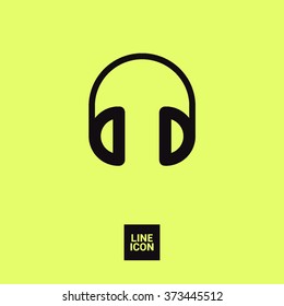 Headphone isolated minimal single flat linear icon for application and info-graphic. Gadget line vector icon for websites and mobile minimalistic flat design.