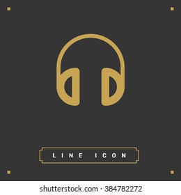 Headphone isolated minimal single flat linear icon for application and info-graphic. Gadget line vector icon for websites and mobile minimalistic flat design.