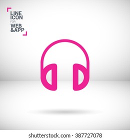 Headphone isolated minimal single flat linear icon for application and info-graphic. Gadget line vector icon for websites and mobile minimalistic flat design.