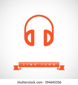 Headphone isolated minimal single flat linear icon for application and info-graphic. Gadget line vector icon for websites and mobile minimalistic flat design.