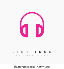 Headphone isolated minimal single flat linear icon for application and info-graphic. Gadget line vector icon for websites and mobile minimalistic flat design.