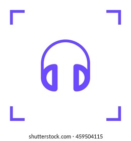 Headphone isolated minimal single flat linear icon for application and info-graphic. Gadget line vector logo for websites and mobile minimalistic flat design.
