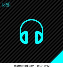 Headphone isolated minimal single flat linear icon for application and info-graphic. Gadget line vector icon for websites and mobile minimalistic flat design.