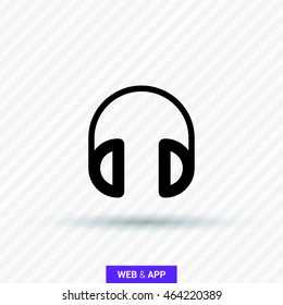 Headphone isolated minimal single flat linear icon for application and info-graphic. Gadget line vector icon for websites and mobile minimalistic flat design.