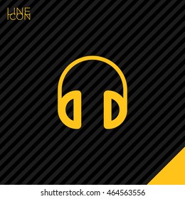 Headphone isolated minimal single flat linear icon for application and info-graphic. Gadget line vector icon for websites and mobile minimalistic flat design.