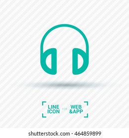Headphone isolated minimal single flat linear icon for application and info-graphic. Gadget line vector for websites and mobile minimalistic design.