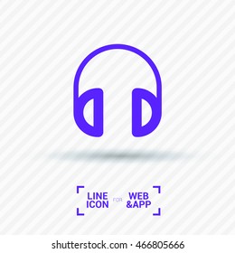 Headphone isolated minimal single flat linear icon for application and info-graphic. Gadget line vector icon for websites and mobile minimalistic flat design.