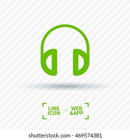 Headphone isolated minimal single flat linear icon for application and info-graphic. Gadget line vector icon for websites and mobile minimalistic flat design.