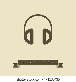 Headphone isolated minimal single flat linear icon for application and info-graphic. Gadget line vector for websites and mobile minimalistic design.