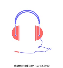 Headphone with jack cable vector in live video streaming equipment concept.