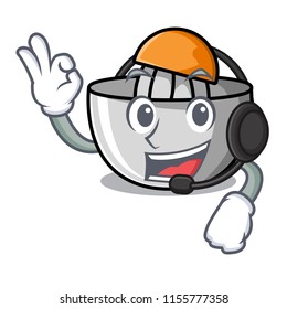 With headphone juicer mascot cartoon style