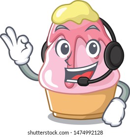 With headphone kakigori isolated with in the cartoon