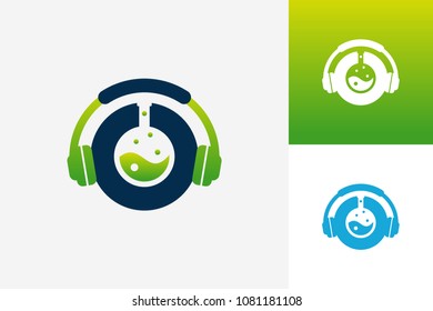 Headphone Lab Logo Template Design Vector, Emblem, Design Concept, Creative Symbol, Icon