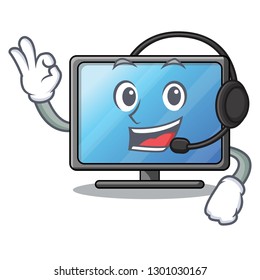 With headphone lcd tv isolated with the character