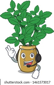 With headphone lemon balm next the cartoon house
