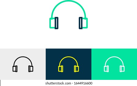 headphone line art icon vector 