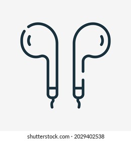 Icono de línea de auriculares. Icono de contorno de auricular. Auriculares para el Pictograma lineal de música de escucha. Stroke editable. Ilustración de vectores aislados.