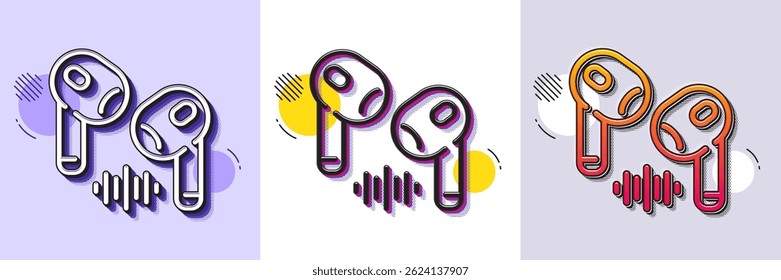 Headphone line icon. Halftone dotted pattern. Gradient icon with grain shadow. Mobile accessories sign. Earphones or headset symbol. Line headphone icon. Various designs. Vector