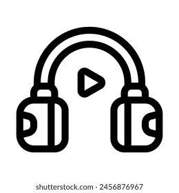 Headphone Line Icon - Single Icon, Vector