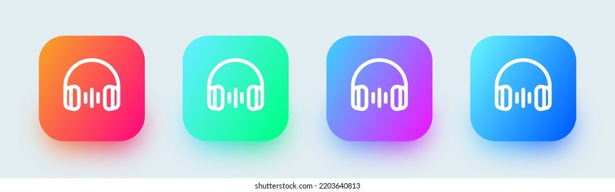 Headphone line icon in square gradient colors. Headset signs vector illustration.